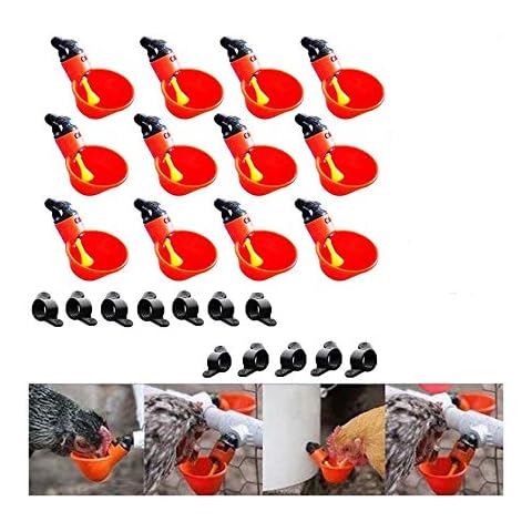 SAMJIN 12PCS Fully Automatic Poultry Drinking Machine Chicken Drinking Cup for Chicken Pigeons Quail Hen Turkeys Geese Cover