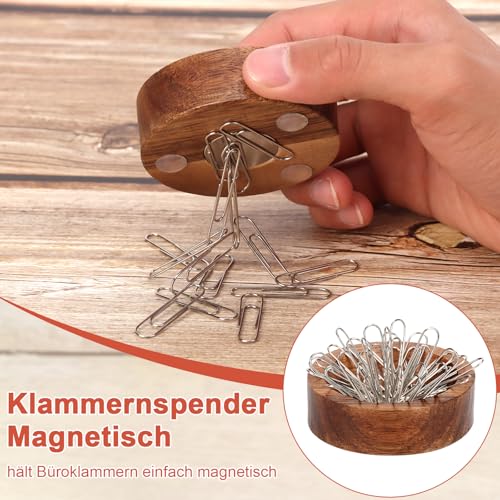 WANGDEFA 6.5*2cm Klammernspender Mit Magnet Büroklammernspender Magnetisch Büroklammern Spender Holz Magnetischer Halter für Büroklammern Büroklammer Behälter für Bürobedarf（Keine Büroklammern）