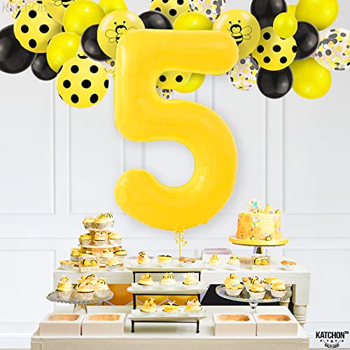 Image of KatchOn, Yellow Number 5 Balloon - Giant, 40 Inch | Yellow 5 Balloon