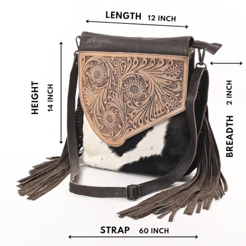 Sunset Star Crossbody Bag - Real Cowhide Hairon Women's Handbag with Leather Fringes4
