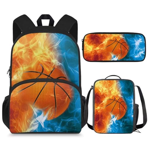 Pointodoor Basketball Kids Backpack Boys 3rd Grade Book Bag Set