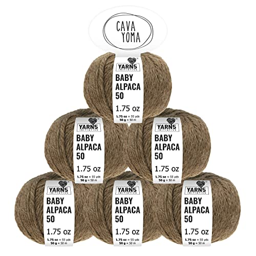 Cavayoma 100% Baby Alpaca Yarn Chunky In 30+ Colors (Itch-Free) #5 Bulky Baby Alpaca Yarn For Knitting & Crocheting Set Of 6 Skeins (300G, 10,5Oz) Hand Selected Quality From Peru - Chestnut Brown #TOP6