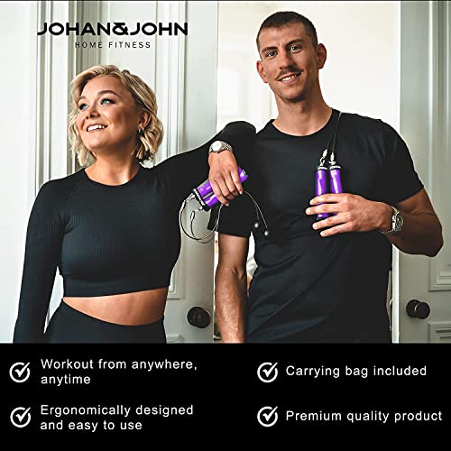 Weighted Cordless Jump Rope For Women, Men – Durable Bod Jump Rope For Fitness Jump Rope Workout Set – Ropeless Jump Rope Fitness, Stainless Steel Adjustable Fastener By Johan & John - Purple #TOP4