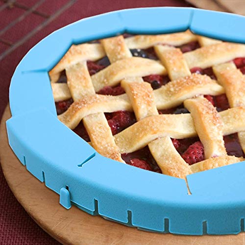 Adjustable Silicone Pie Crust Shield Pie BPA-free Protectors Adjustable Bake Crust Protector Pie Crust Protector Cover Kitchen Tool for Baking Pie Pizza, Fit 8-11.5 Inch Pies (2 PCS) (Blue)