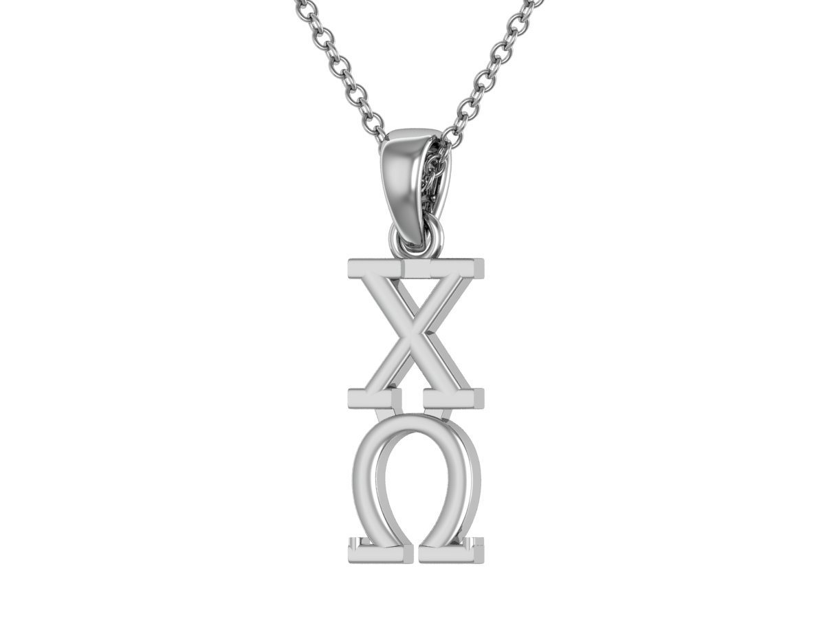 KING Chi Omega Necklace 18" - Sterling Silver
