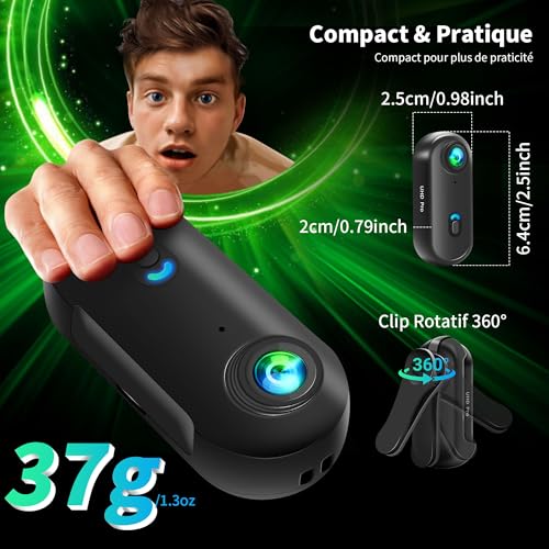 NNYYMH Mini Caméra Sport 4K, Mini Caméra d'action WiFi, Camera Vlog Portable, Caméscope POV pourc Sports Extérieurs, 360° Bodycam, Caméra Casque pour Vélo, Accessoires Multifonctionnels – Image 5