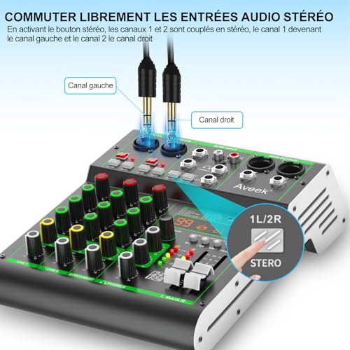 Table de mixage 48V Phantom Power pour éliminer les bruits sur PC Aveek - 5
