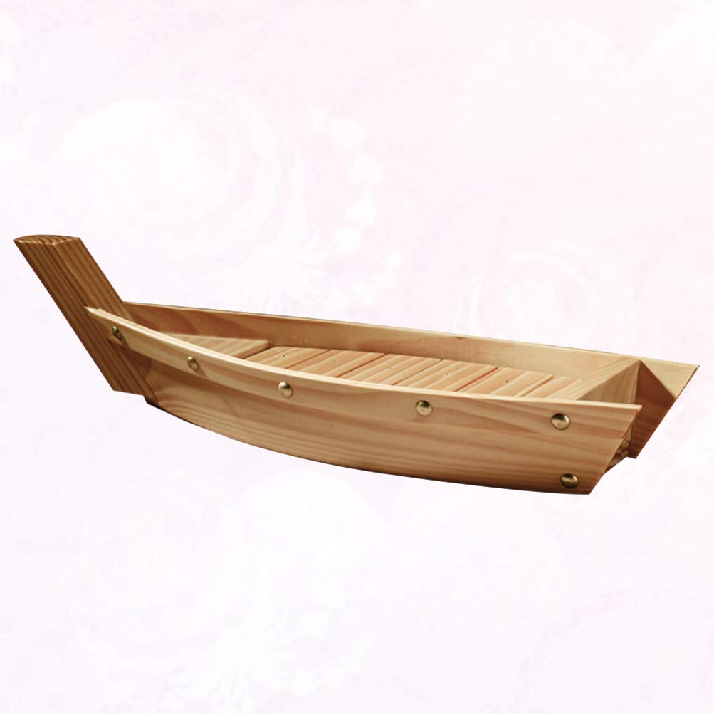 Cabilock Bateau En Forme De Bateau Plateau Sushi en Bois Plateau Sushi Sashimi Plat de Service Collation Service