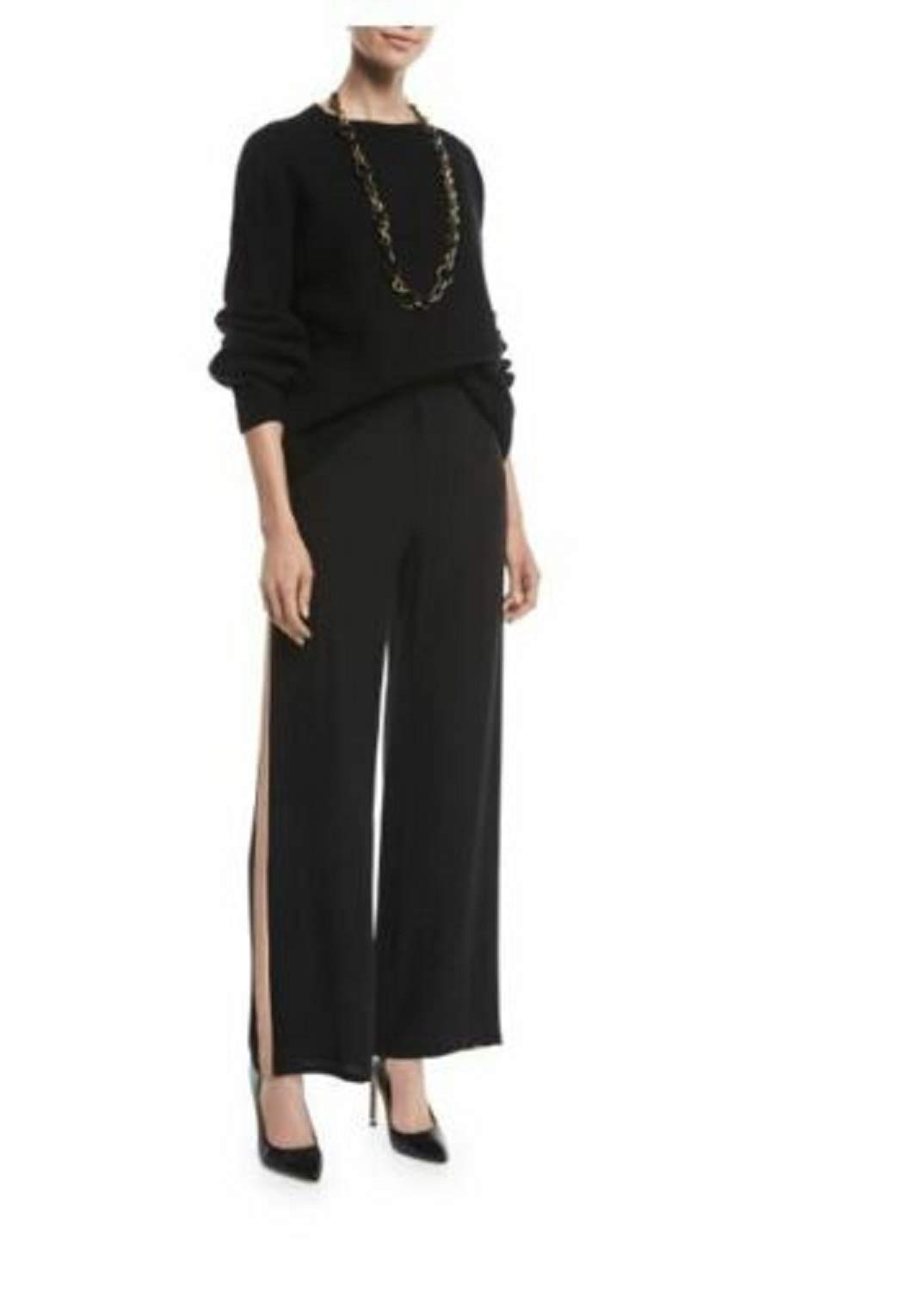 Eileen Fisher Womens Side Stripe Casual Wide Leg Pants Black 6