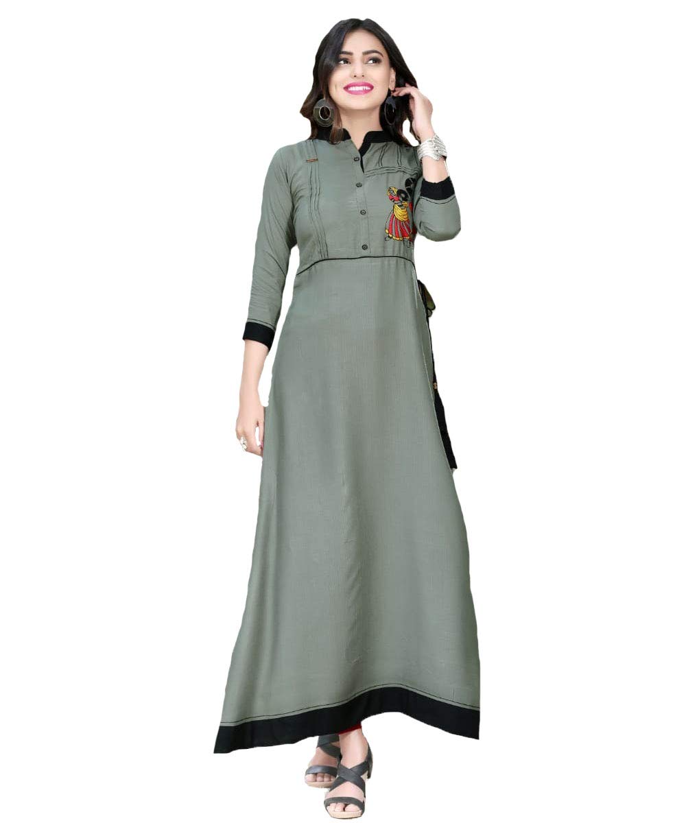 Mittoo Rayon Flax Kurta (Prachi Vol3_Slate Grey_Medium)