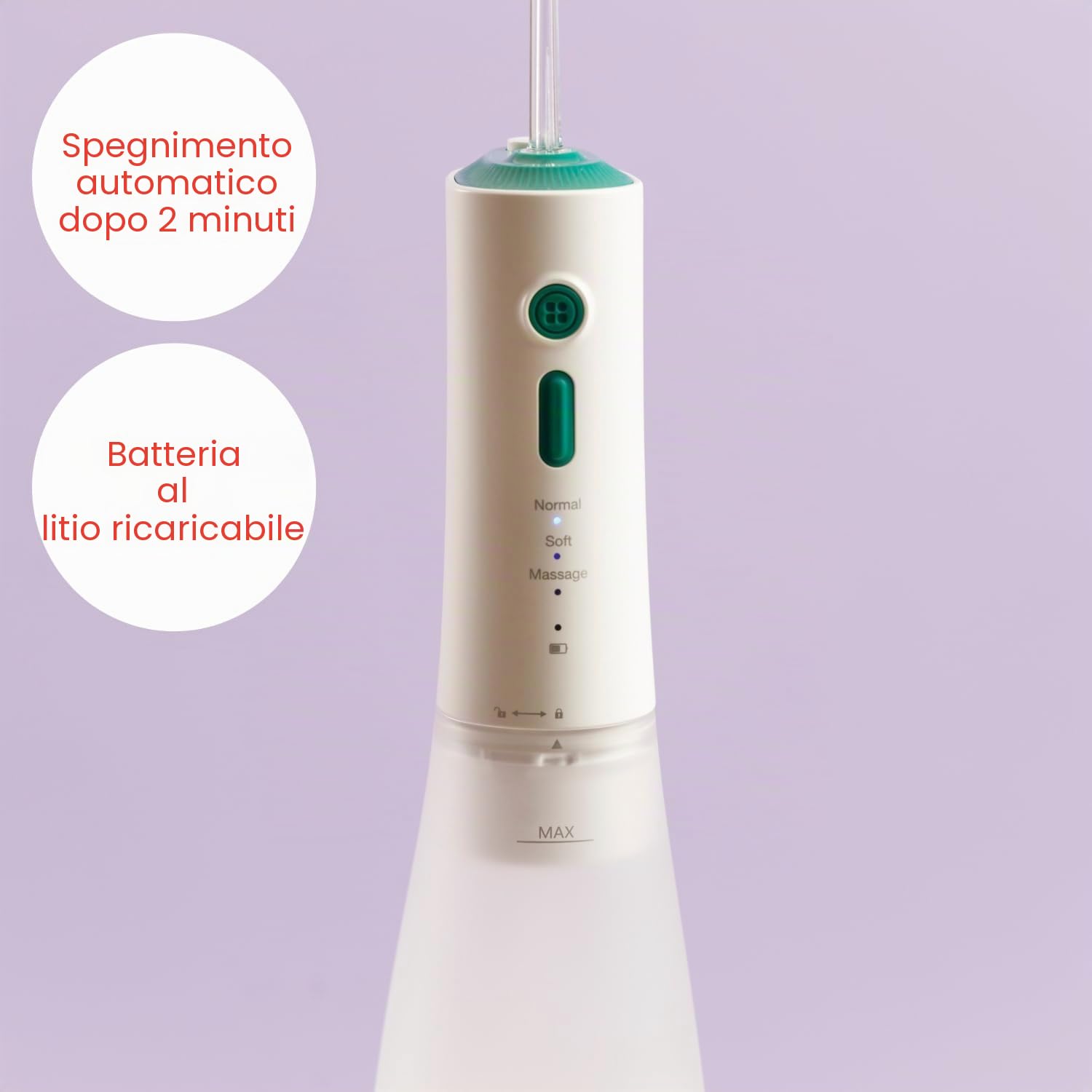 Solac – Irrigatore dentale Aqua Pulse | 320ml | 120 pulsazioni/min | 3 modalità | Testina rotante 360° | Ricaricabile | 2 ugelli inclusi | Spegnimento automatico