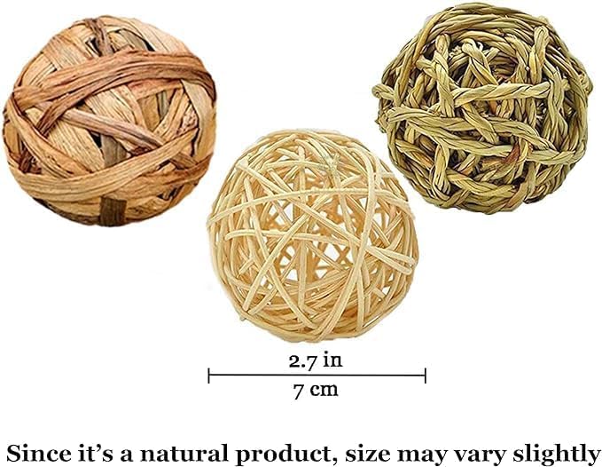 Image of SunGrow Assorted Rabbit & Cat Chew Balls, Teething Activity Toy for Pocket Pets, Improves Dental Health, Environment Friendly, Stress Reliever (Assorted Rabbit Chew Balls, 6 Pcs)
