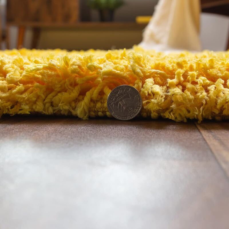 Image of Shaggy Area Rug - Extra Plush Luxury Carpet, Super Soft & Cozy Feel| Perfect for Living Room, Bedroom, and Stylish Home Decor- Yellow (7 x 10 ft)