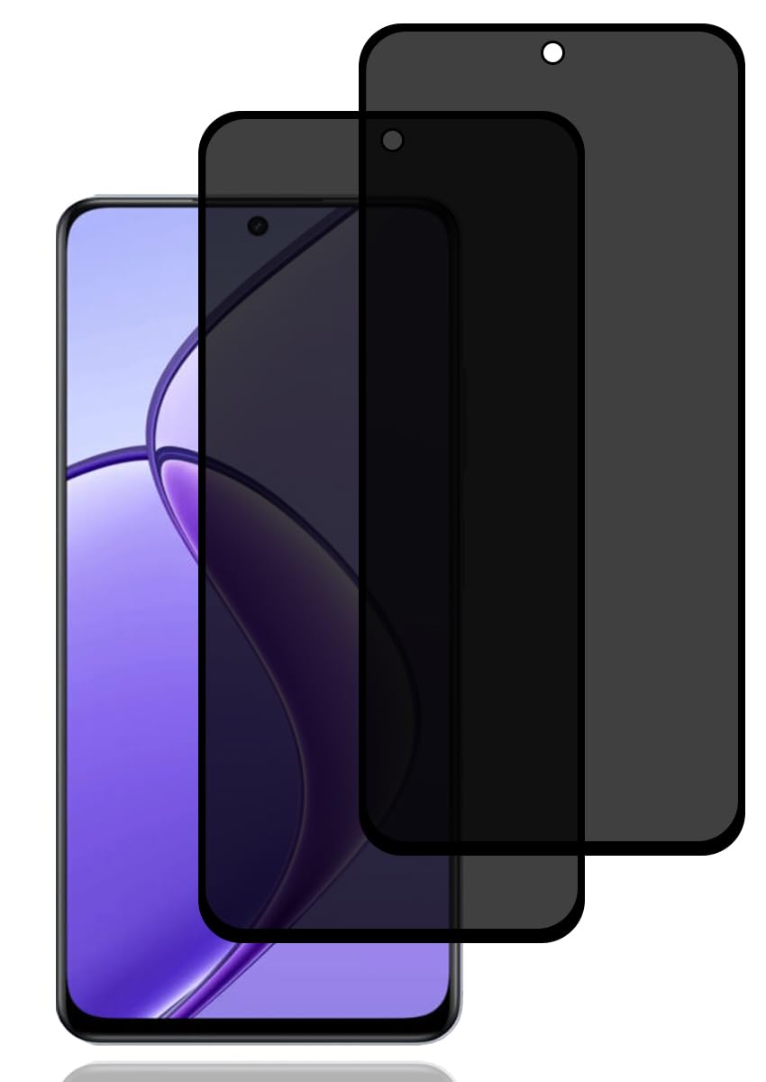 Privacy Pellicola Protettiva per Realme 12 5G/Realme 12x 5G [2 Pezzi], Privacy Vetro Temperato, Vetro Temperato Film Anti-Spy, Durezza 9H, Antigraffio,Anti-Spia Protezione Schermo per Realme 12 5G/12x