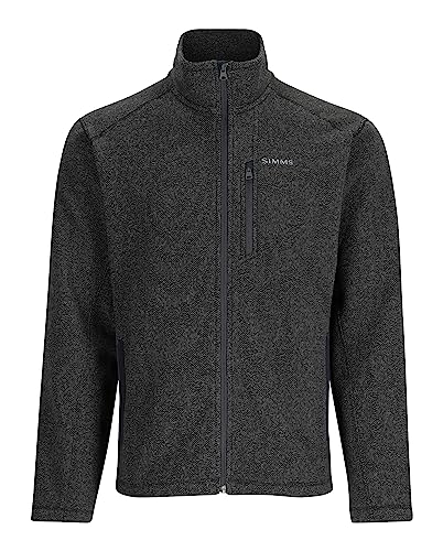 Simms Men’s Rivershed Full-Zip Fleece Sweater, Black Heather, X-Large