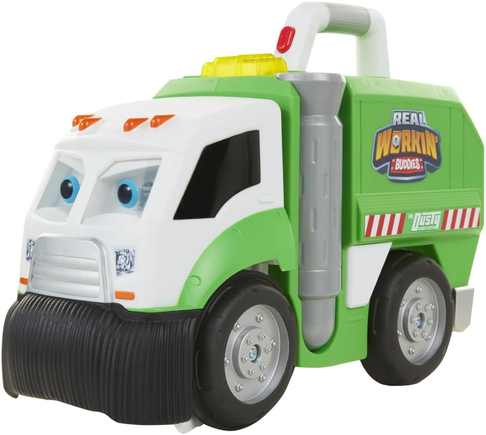 Real Workin Buddies Garbage Truck Toys Mr. Dusty, The Super Duper Toy Eating Dump Garbage Truck Toy for Kids Boys Girls Age 3-7, with Light and Sounds