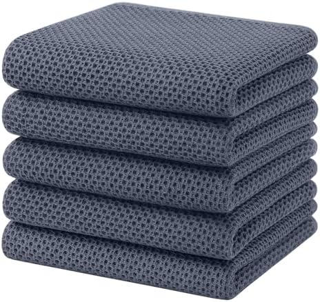 Homaxy 100% Cotton Waffle Weave Kitchen Towels, 5-Pack Ultra Soft...