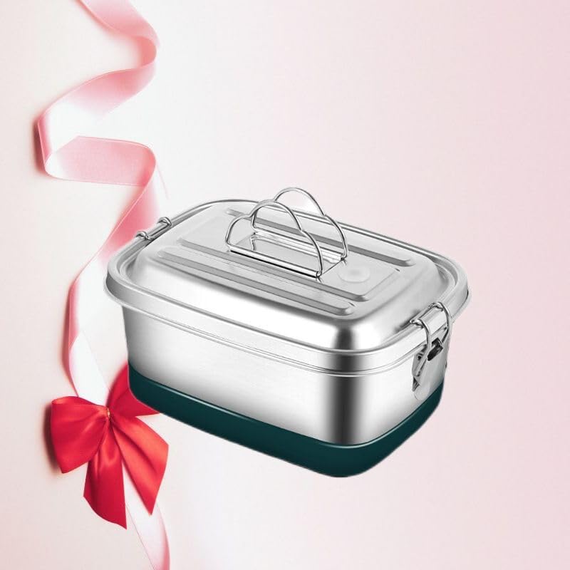 Amazon.com: Ecqizer 饭盒学生上班族304不锈材质用于双层饭盒长方形