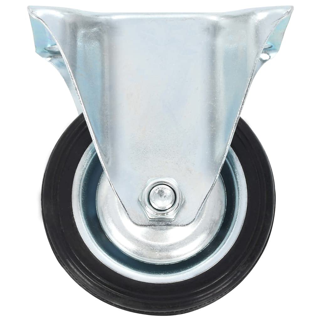 Rollen 4 Stück 75 mm Gummi Eisen Schwarz für Transportwagen, Hubwagen, Sackkarren, Plattformwagen, Industrie, Logistik, Tragkraft bis 50 kg, geräuschlos, stoßfest, rostfrei, langlebig
