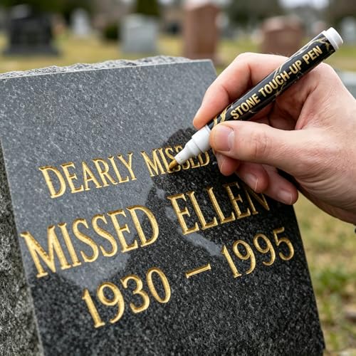 Golden Tombstone Marker Pen for Restoring Faded Grave Inscriptions 2 / 4 PCS Tombstone Memorial Paint Pen Fine Tip for Granite Marble Headstone Inscription Touch Up & Memorial Repair (Gold,2 pcs)