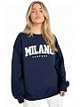 LEOTUDE Women's Loop Knit Round Neck Loose Fit Full Sleeve Sweatshirt (GRL_Nvystr_P_Navy_M)
