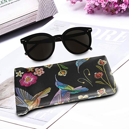 Zzaeo Beautiful Hummingbirds Tropical Exotic Flower Sunglasses Pouch Squeeze Top Portable Microfiber Leather Eyeglass Case Accessories For Women Girl #TOP3