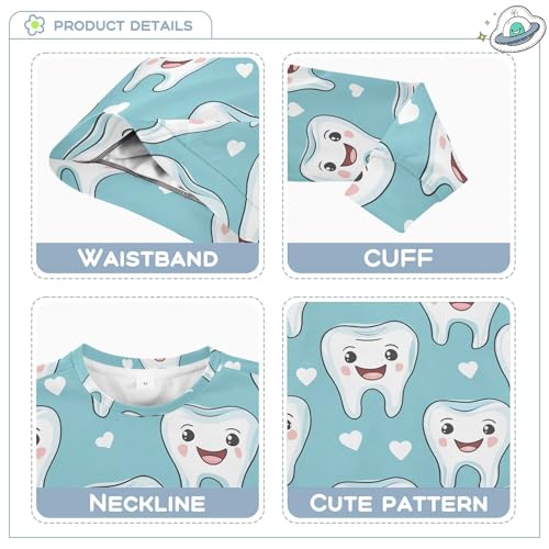 JUNZAN Cartoon Cute Teeth Dental Health Care Green Little Kids Hooded Sweatshirt Crewneck Kids Pullover Hoodie Athletic 4T3