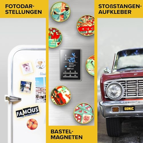 Flexibler Magnetstreifen – 2,5 cm x 1,8 m Magnetband mit starkem, selbstklebendem TESA – tolle Bastelmagnete für DIY-Projekte und Fotos – selbstklebende magnetische Blätter