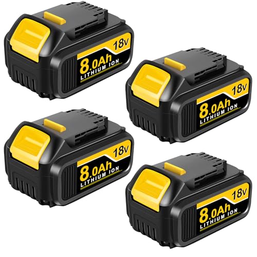4Packs 8.0Ah Replacement for Dewalt 18V Battery DCB184 DCB200 DCB180 DCB204 DCB183, Applicable to Dewalt Battery 18V Cordless Power Tools, 8000mAh Batteries with LED Indicator (8.0Ah-4)