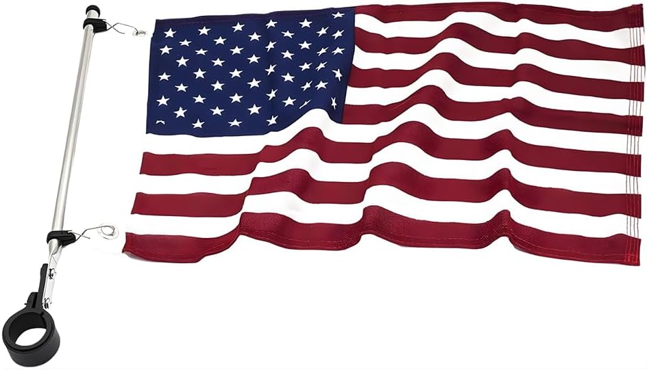 MARINE CITY 304 Grade Stainless Steel Sturdy Rail Mount Flag Staff Pole with Adjustable Rail Clamp for US Flag