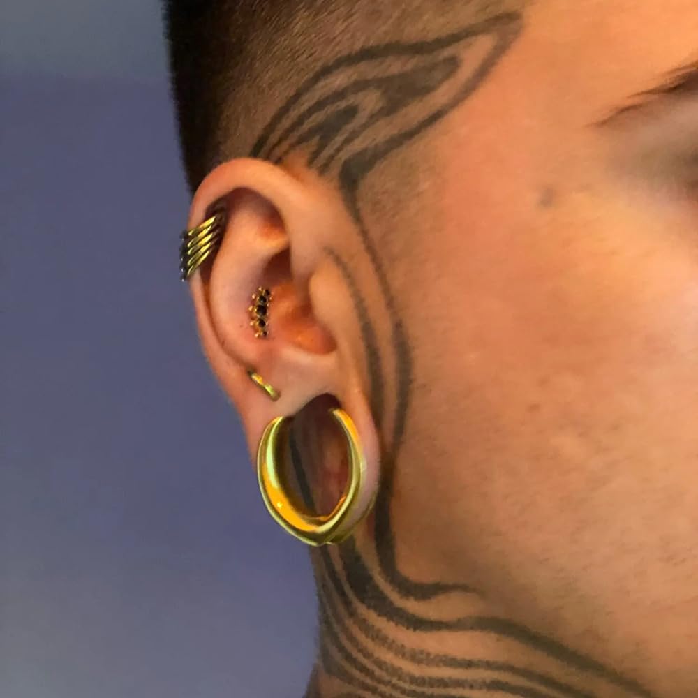 Vankula Dilatatori Lobo Sella tunnel dilatatore orecchie in Acciaio inossidabile lobi piercing espansori Gioielli Uomo Donna 6mm a 25mm