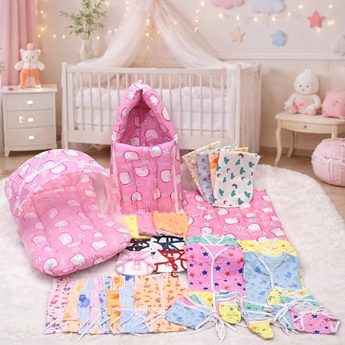 Image of Infantbond 56 in 1 New Born Baby Complete Daily Items Combo (0-6 Months) (Apple) (Pink Kitty)