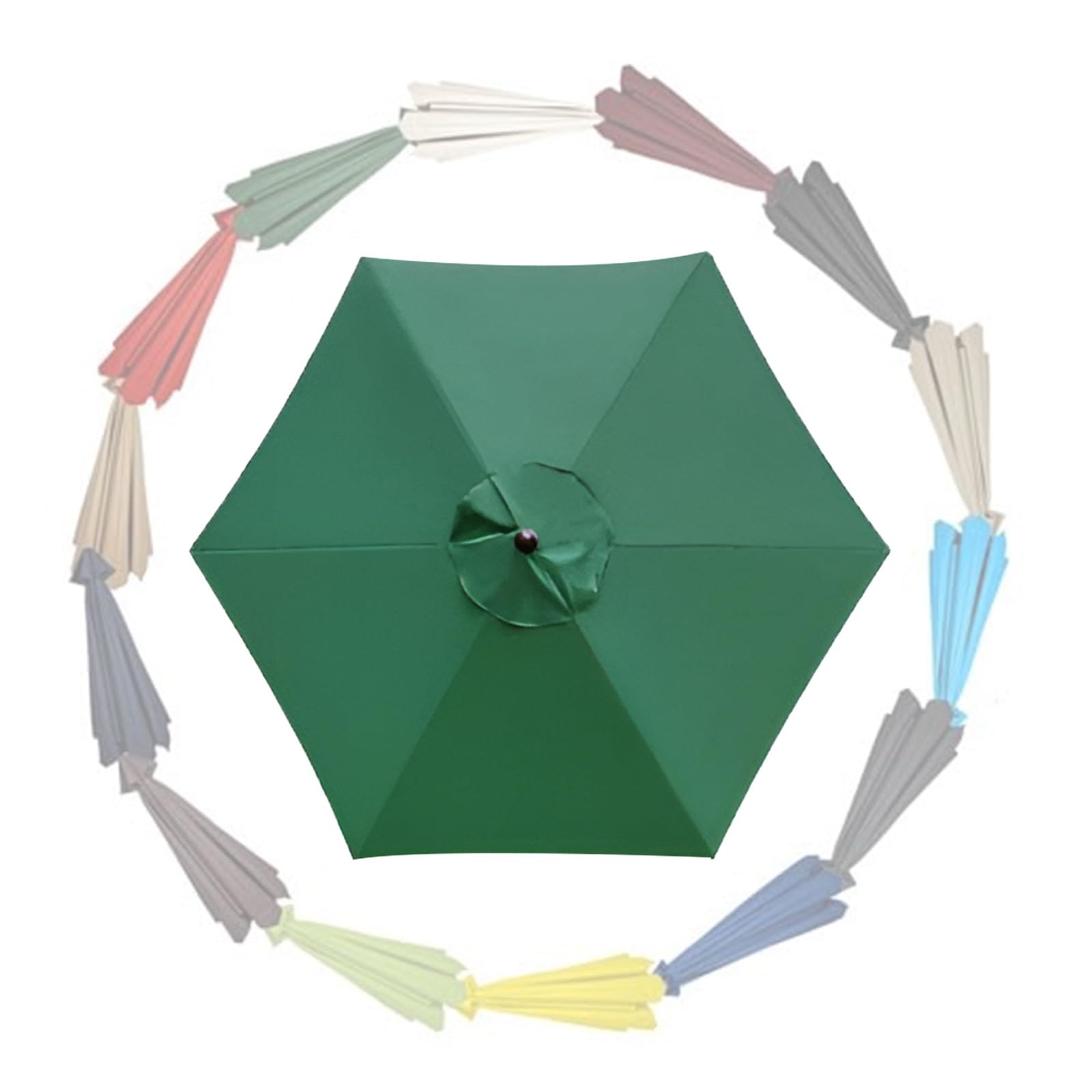 Parasol Replacement Canopy 6 Ribs/8 Ribs 2.0m 2.30m 2.50m 2.70m 3.0m 3.50m Replacement Parasol Fabric Cover For Garden Umbrella UV 50+ Waterproof(Dark green,8.2ft (250cm)/6 Ribs)