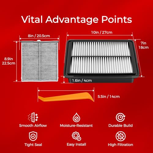 Image of Engine & Cabin Air Filter Kit Compatible with 2014-2018 Mazda 3, 2014-2021 Mazda 6, 2013-2024 CX-5 | Replace PE07133A0A, KD45-61-J6X | Engine & Cabin Filter Combo
