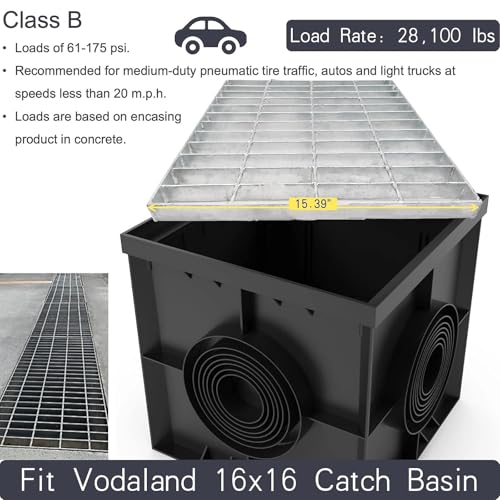 Image of Galvanized Steel Drain Grate, Driveway Channel Cover 16x16 in