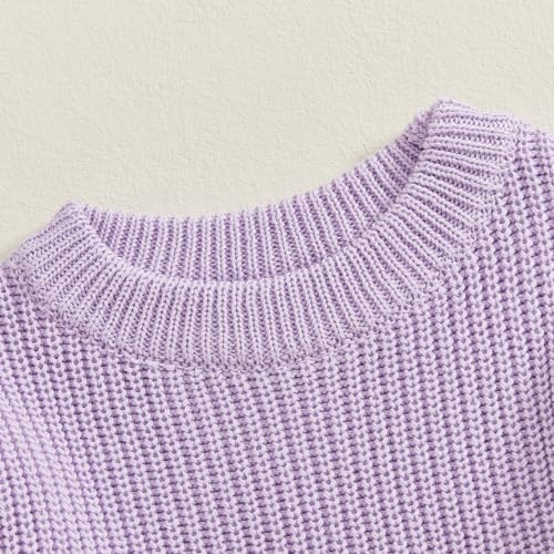 woshilaocai Baby Girl Ruffle Sweater Knitted Romper Long Sleeve Newborn Sweatshirt Clothes (3 Months,Lilac)3