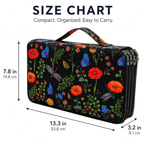 Image of 300 Slots Colored Pencil Case Organizer, 4 Layer Bag | Twill Oxford fabric,103 elastic loops,detachable handle,for travel,home storage,drawing tools,creative gifts