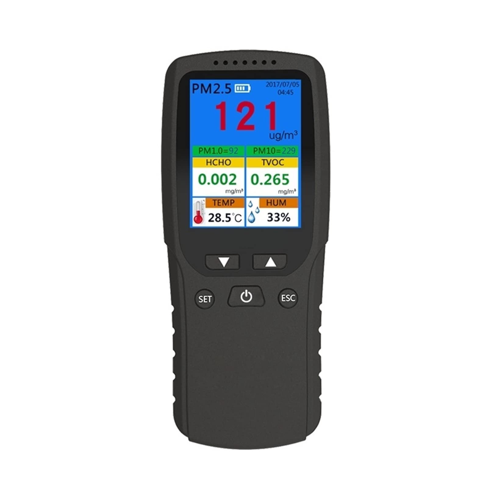Llawqsm One Color Gas Detector, 9 In 1 Air Quality Monitor Indoor Outdoor Pm2.5, Pm1.0, Pm10, Hcho, Detector Tester Temperature And Humidity Sensor