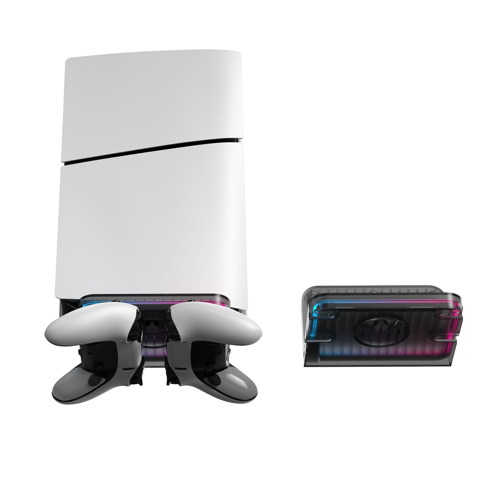 Staffa portaoggetti da parete per console di gioco, staffa salvaspazio con staffa per controller e luce