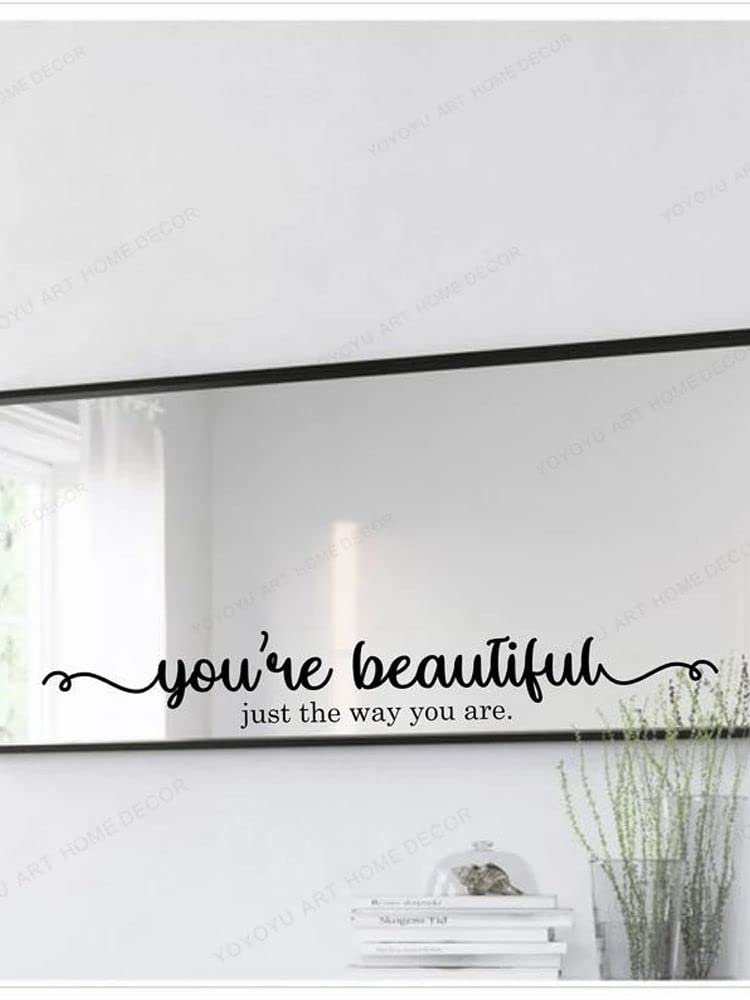 GADGETS WRAP Wall Decal Vinyl Sticker Wall Decoration - You're Beautiful Just The Way You are Quote Mirror Decal Mirror Sticker-image-7