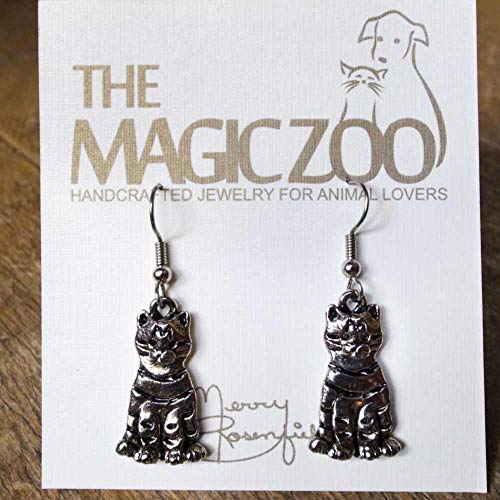 Pewter Tabby Cat Earrings By The Magic Zoo #TOP2
