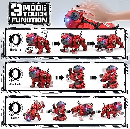 CERT RC Robot Dog Toy for Kids, Remote Control Rechargeable Programming Stunt Robotic Dog with Sing, Dance, Touch Function for Boys Ages 4+, Birthday Gifts 1