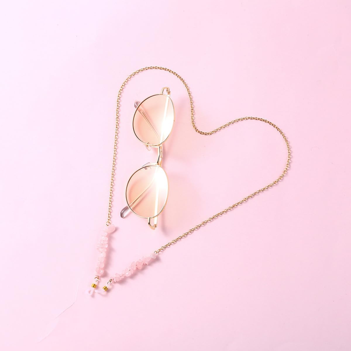 Unomor Pink Crystal Eyeglass Chain, Stylish Spectacles Cord Delicate Alloy, Lightweight Women’s Glasses Holder for Reading and Sunglasses Use