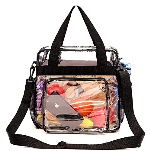 Bagail Clear Bag Stadium Approved Tote Bag With Front Pocket And Adjustable Shoulder Strap (Classic Black) #TOP20