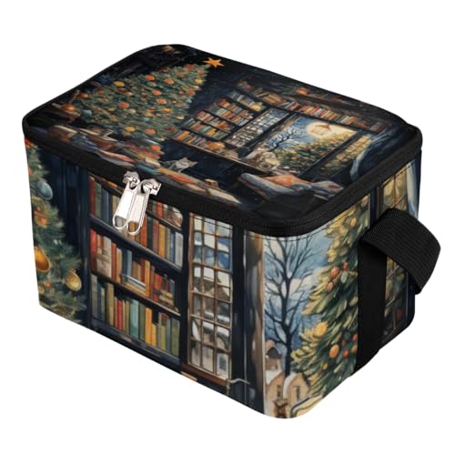 GzLeyigou Lunch Bags for Women Men 9 Cans,Christmas Tree Books Hot & Cold Food Delivery Bag Insulated Grocery Bag Insulated Lunch Box Cooler Bag for Office Work Picnic Beach