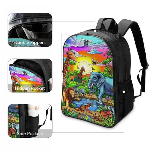 Mochila escuela viajar cámping resistente al agua con motivos de jungla 3
