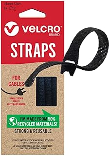 VELCRO® Brand | Eco One-Wrap Reusable Straps | Reusable, Flexible & Versatile All Purpose Straps for Home Improvement | Black | 10mm x 13cm | Set of 6