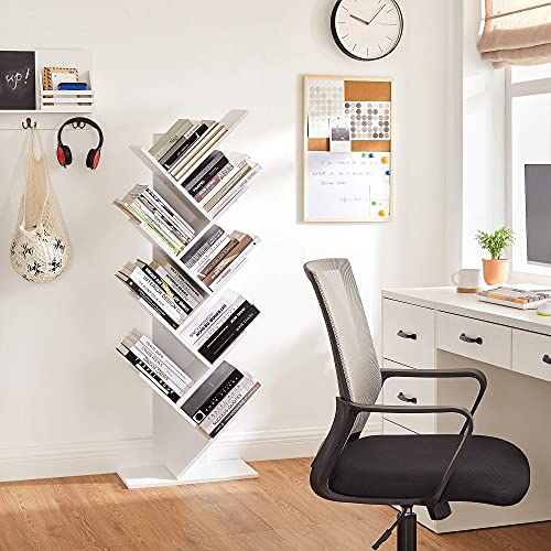 Vasagle Tree Bookshelf, 8-Tier Book Tree, Small Bookshelf, Space-Saving Corner Bookcase, Holds Books, Cds, Games, For Bedroom, Living Room, White Ulbc11Wtv1 #TOP1