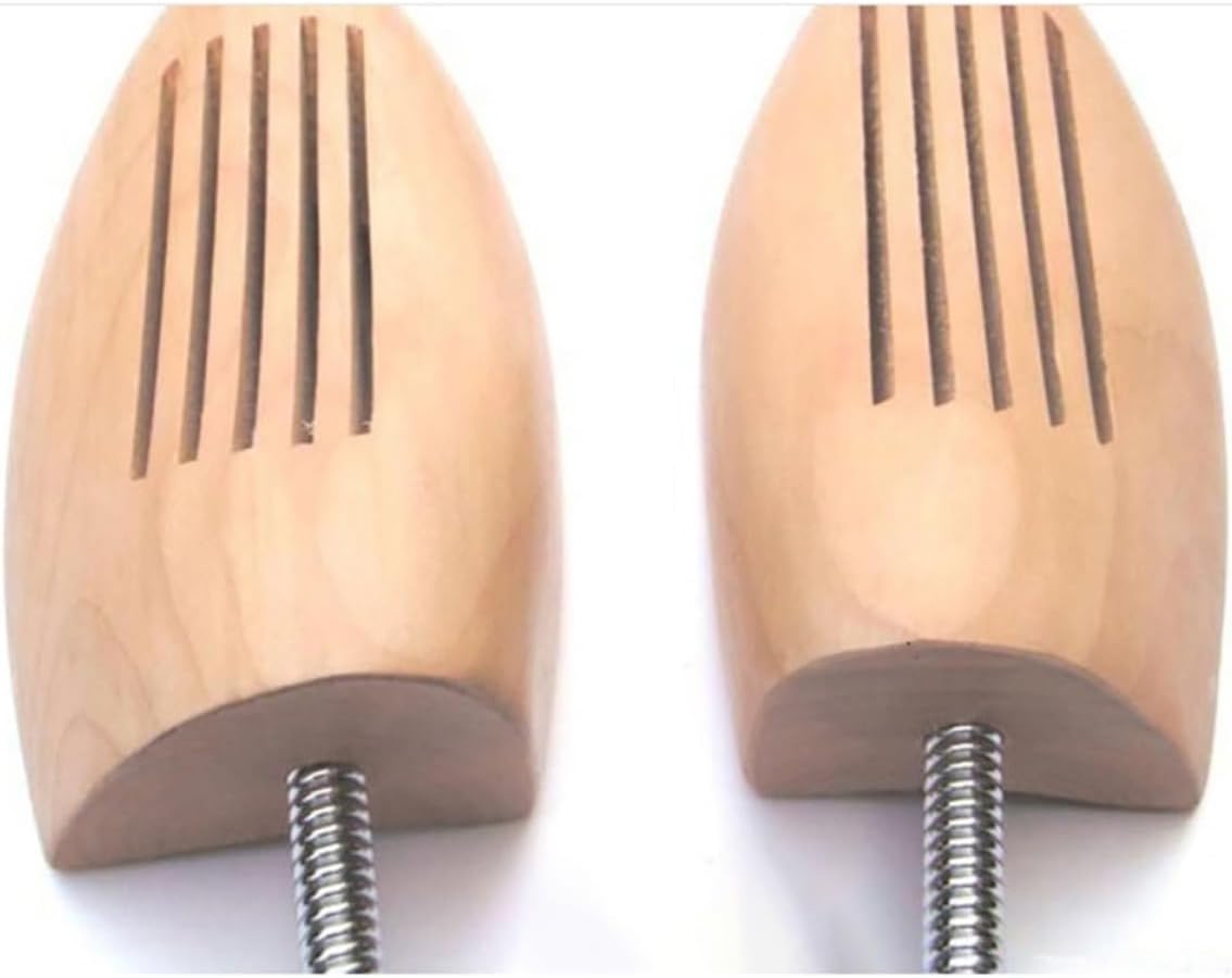 4 Pairs Wooden Adjustable Shoe Trees with Spring Design