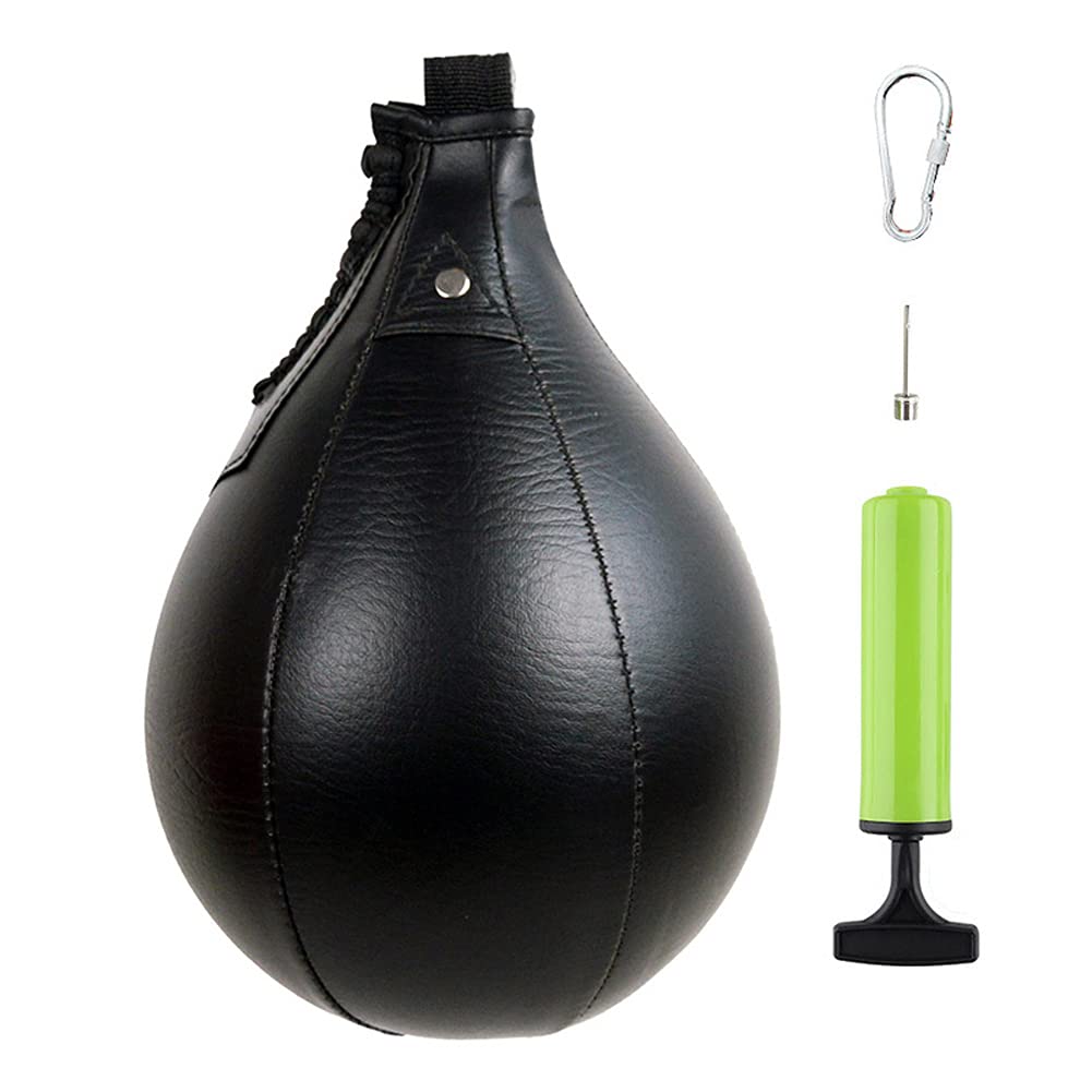 Faderr Speed Ball, palla di velocità in pelle PU, sacco da pugilato girevole, per allenamento di pugilato, per palestra, combattimenti sportivi (nero)